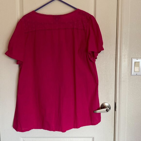Lane Bryant SZ 18/20 Pink Peasant Style Top - Picture 5 of 9